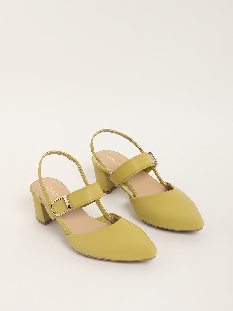 LUNA BLU Lime Block Slingback Mules