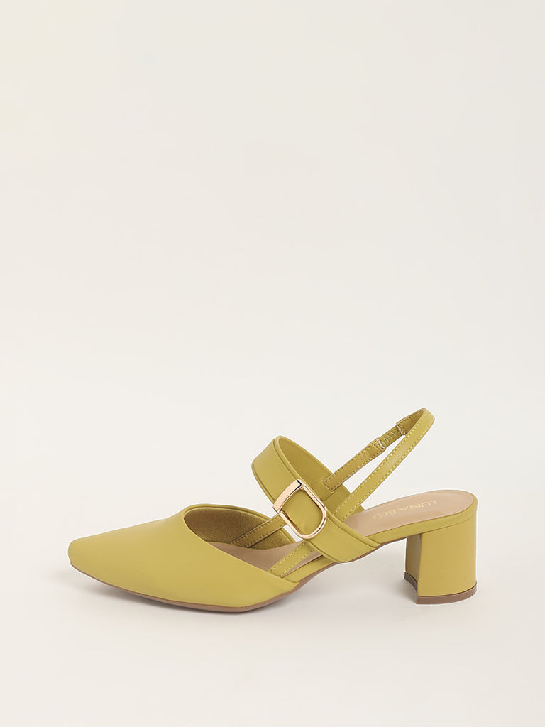 LUNA BLU Lime Block Slingback Mules