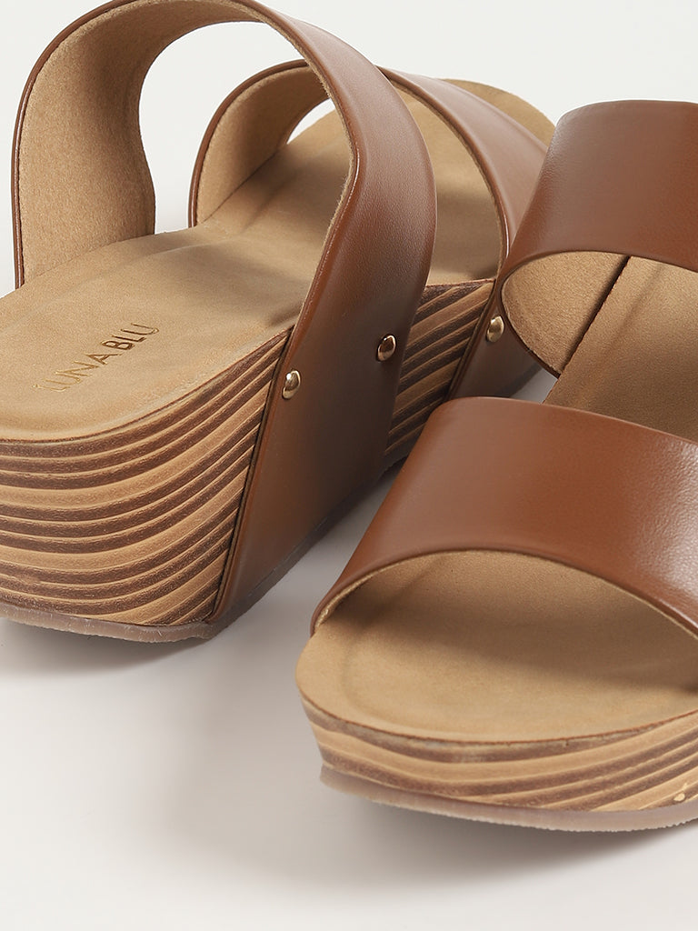 LUNA BLU Brown Wedge Sandals