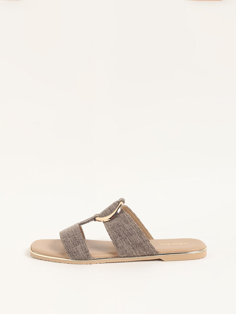 LUNA BLU Brown Double Band Slides