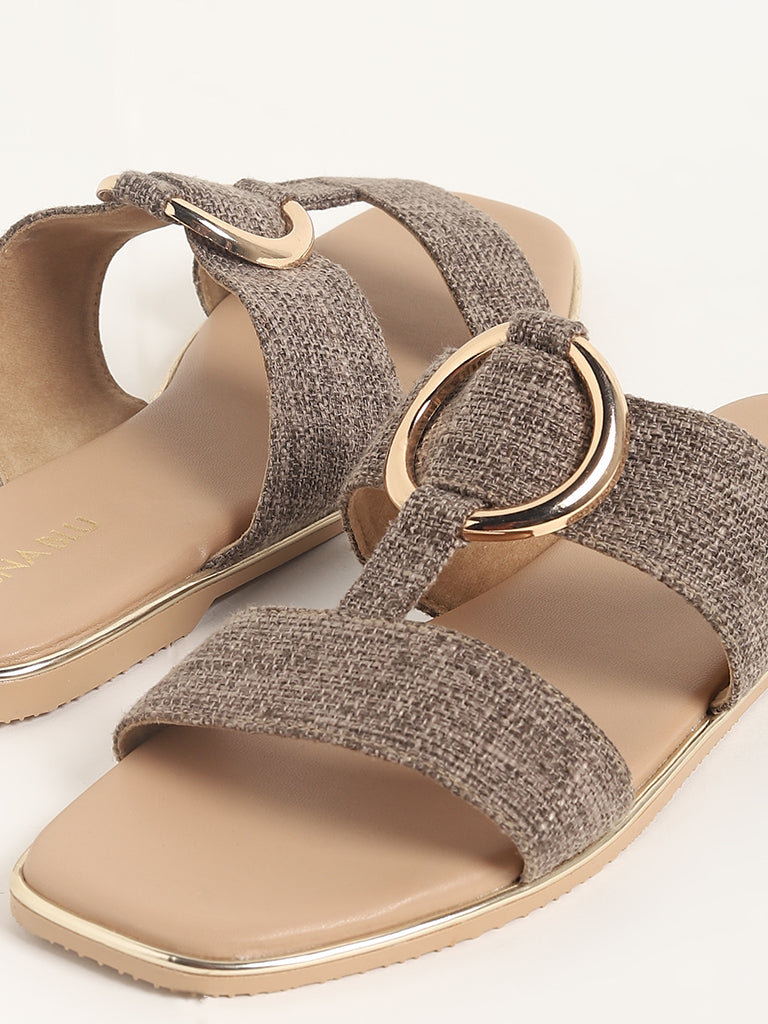 LUNA BLU Brown Double Band Slides