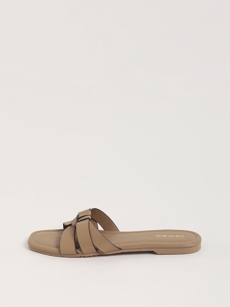 LUNA BLU Brown Double-Strap Sandals