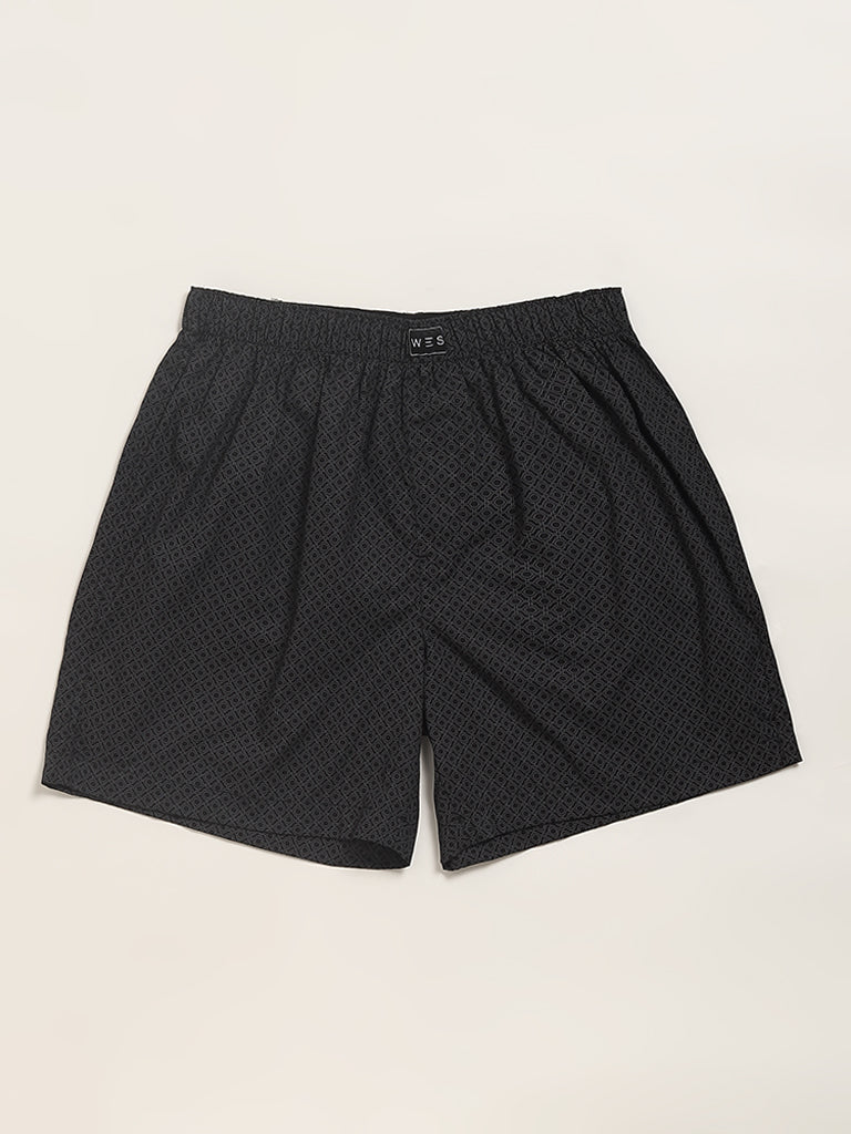 WES Lounge Black Cotton Boxers - Pack of 2