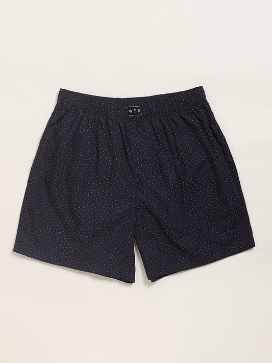 WES Lounge Navy Cotton Boxers - Pack of 2