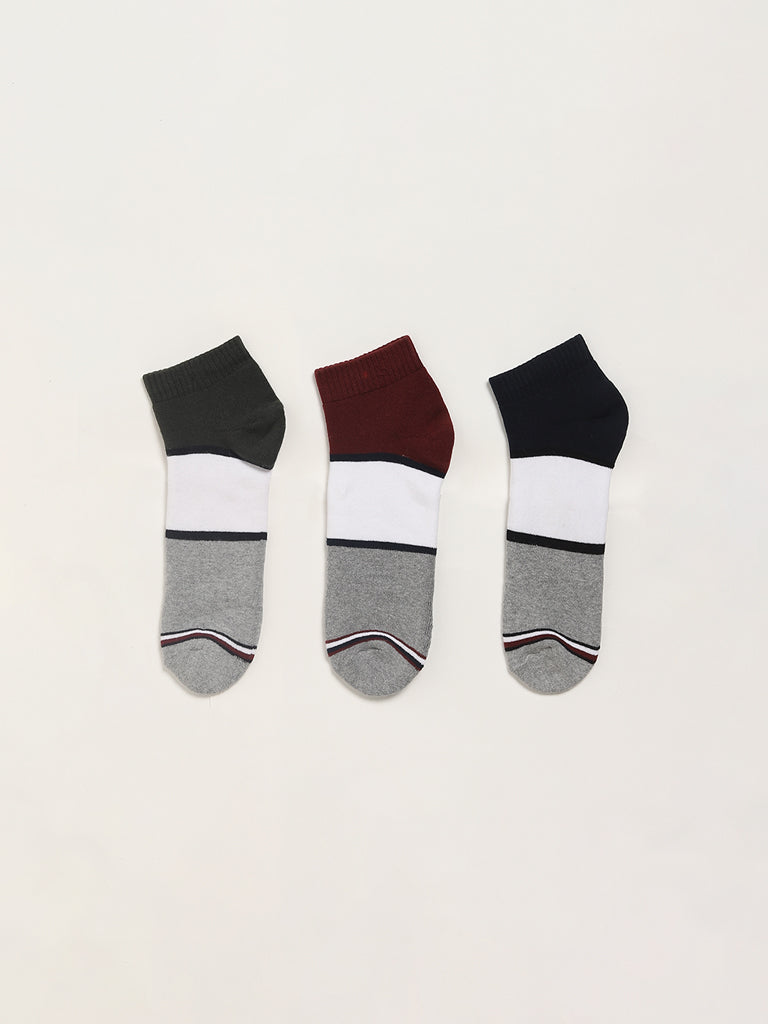 WES Lounge Multicolor Cotton Trainer Socks - Pack of 3