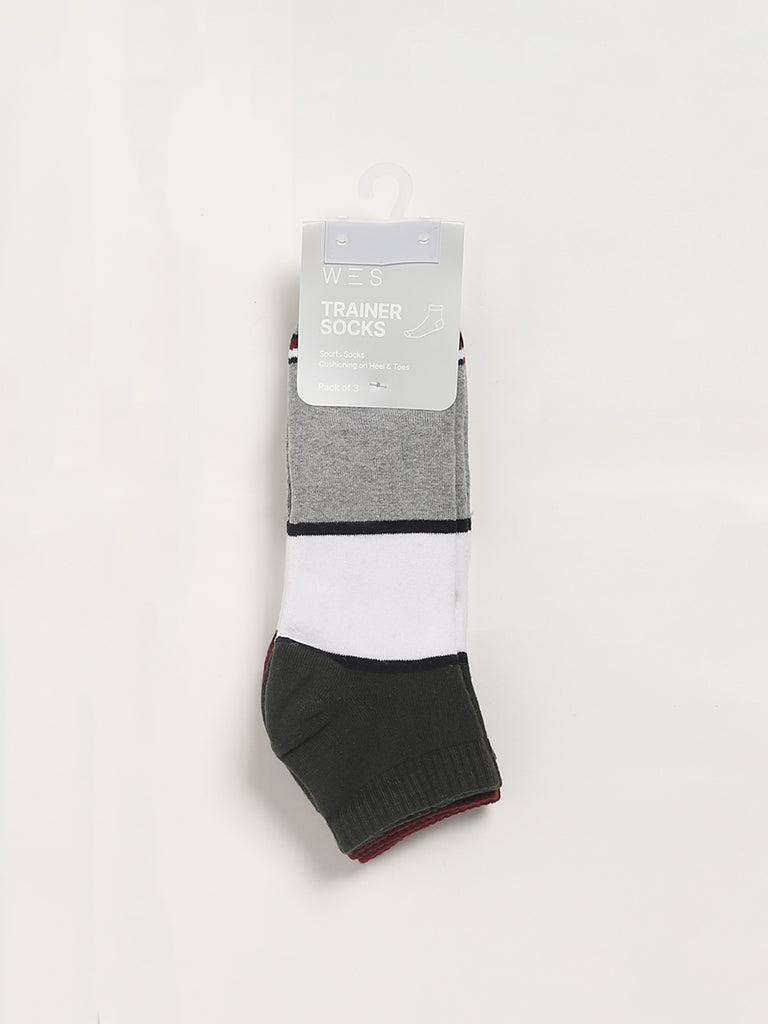 WES Lounge Multicolor Cotton Trainer Socks - Pack of 3