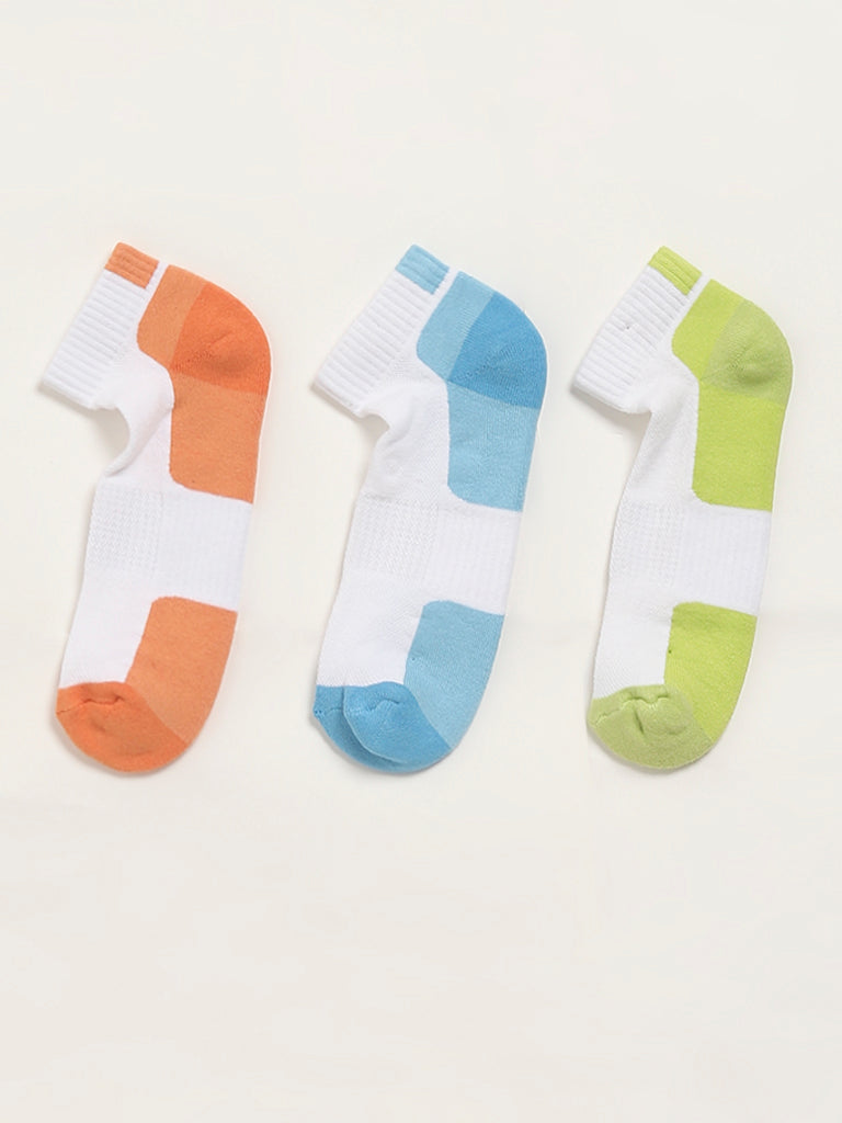 WES Lounge Orange Ankle Cotton Blend Socks - Pack of 3