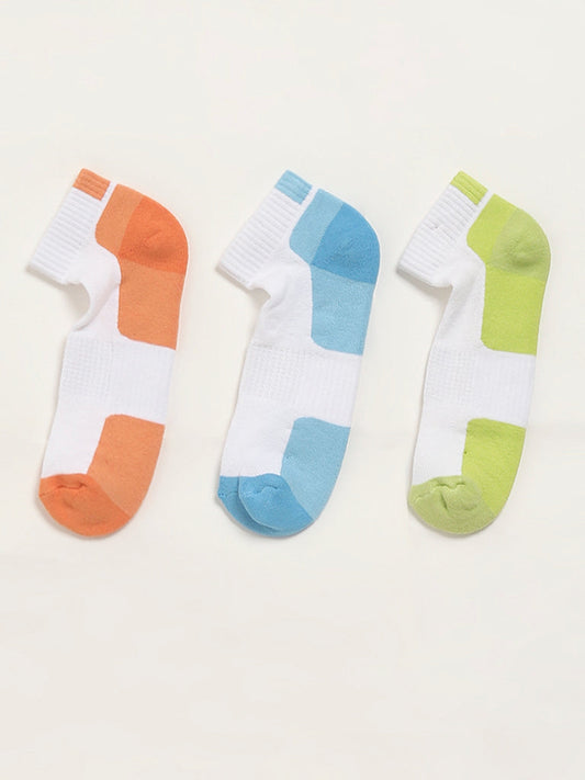 WES Lounge Orange Ankle Cotton Blend Socks - Pack of 3