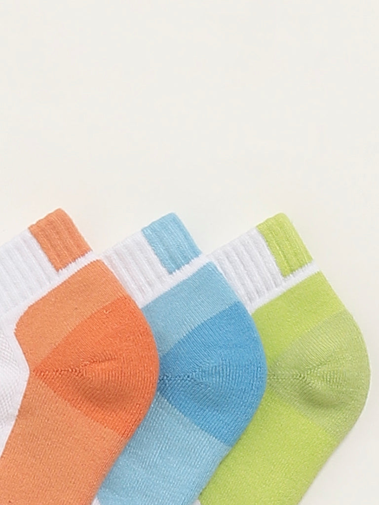 WES Lounge Orange Ankle Cotton Blend Socks - Pack of 3