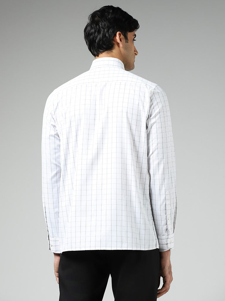 WES Formals White Checked Slim Fit Shirt