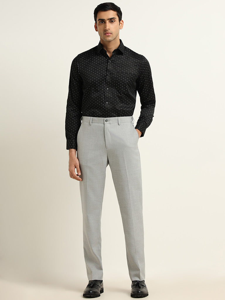 WES Formals Grey Ultra-Slim Fit Trousers