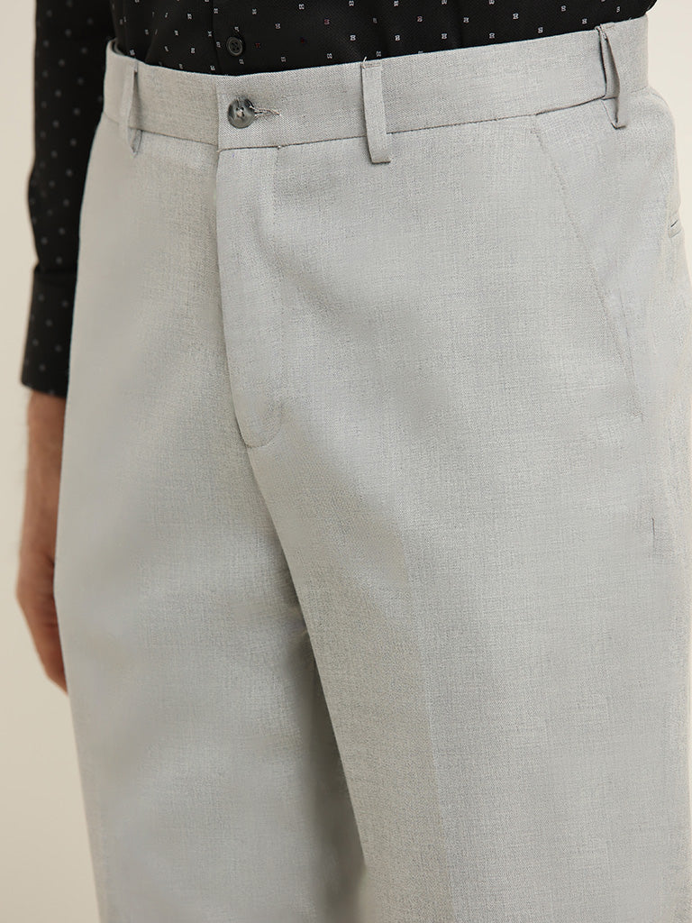 WES Formals Grey Ultra-Slim Fit Trousers