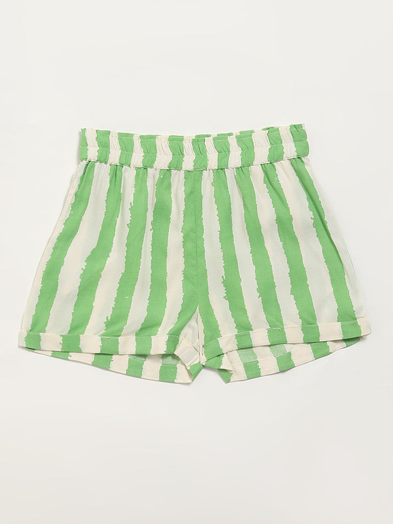 Utsa Kids Green Striped Shorts (2 - 8yrs)