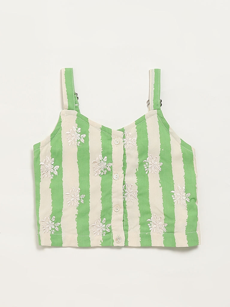 Utsa Kids Green Striped Crop Top (2 - 8yrs)