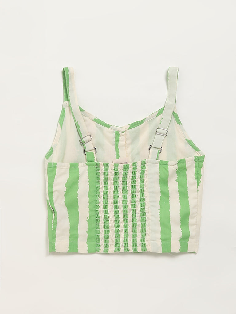 Utsa Kids Green Striped Crop Top (8 -14yrs)