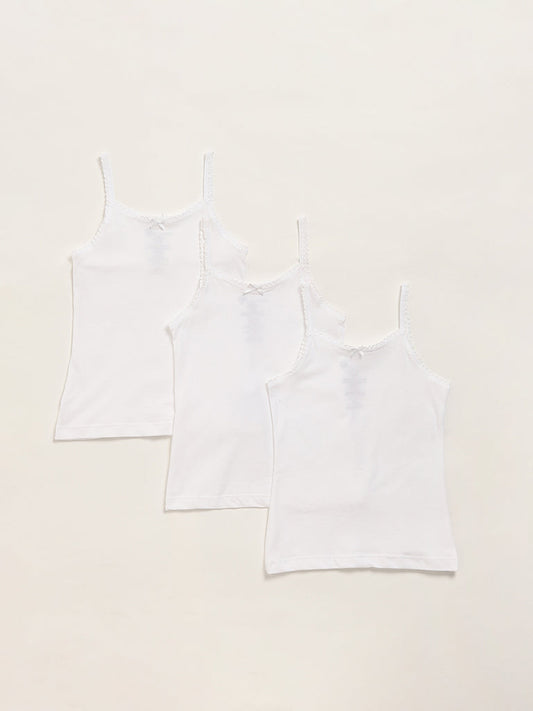 HOP Kids White Camisoles - Pack of 3