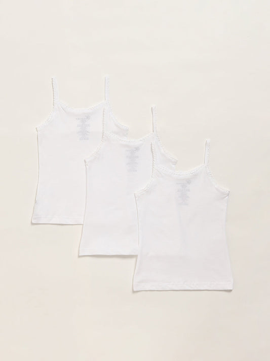 HOP Kids White Camisoles - Pack of 3