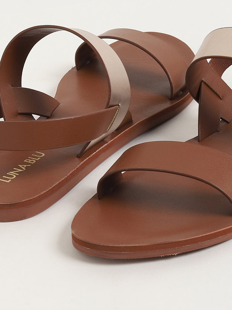 LUNA BLU Tan Multi Strap Sandals