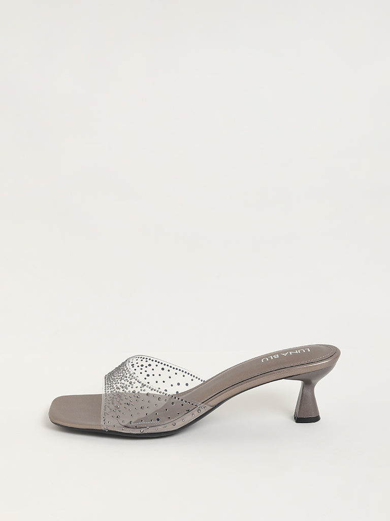 LUNA BLU Grey Embellished Heel Sandals