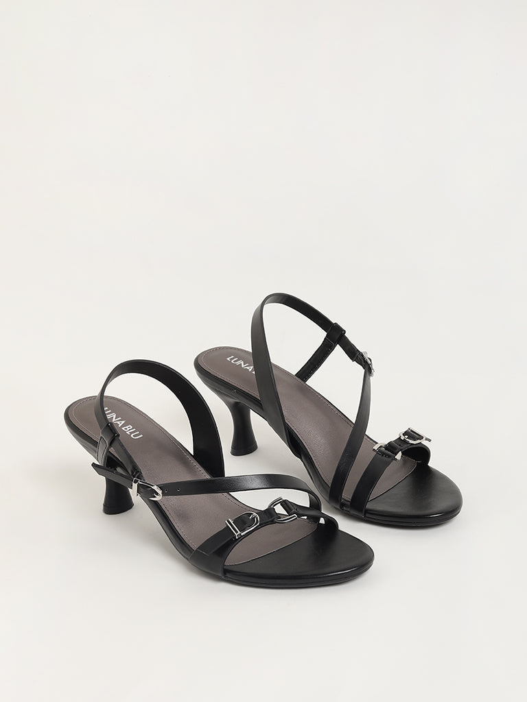 LUNA BLU Black Strappy Sandals