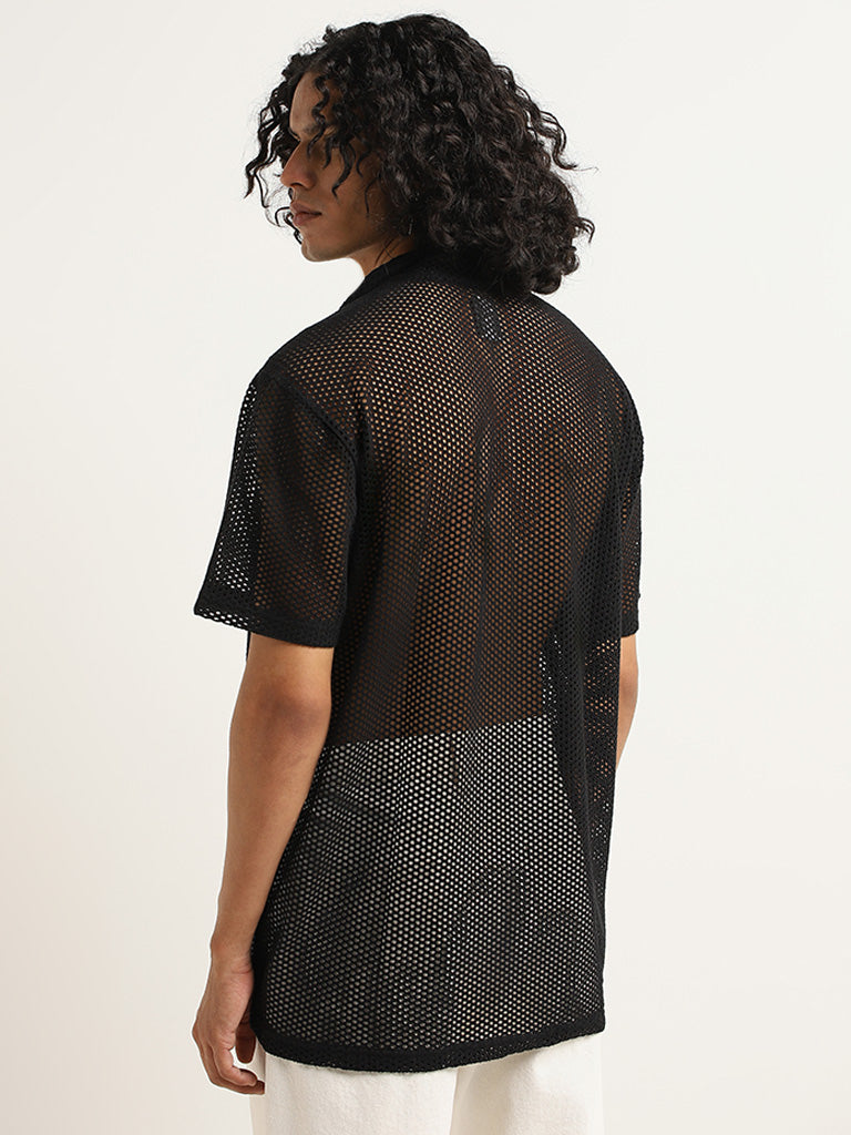 Nuon Black Mesh Relaxed Fit Shirt