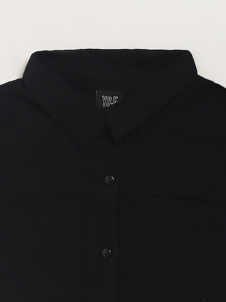 Y&F Kids Black Tie Up Shirt