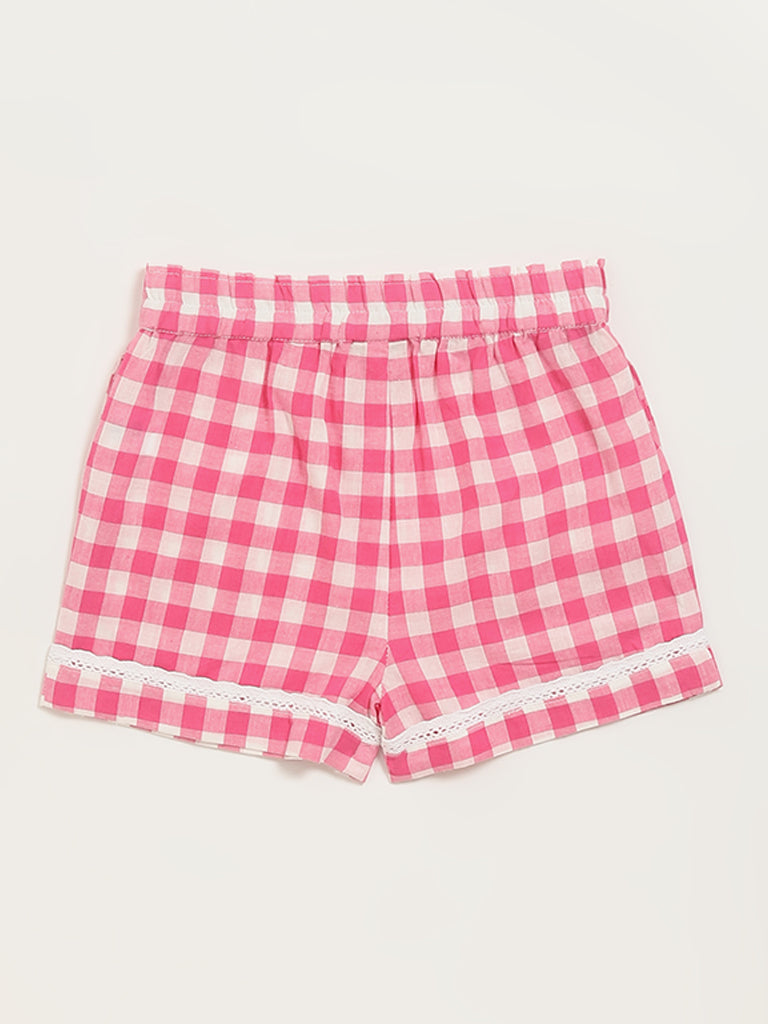 Utsa Kids Pink Gingham Checkered Shorts (2 - 8yrs)