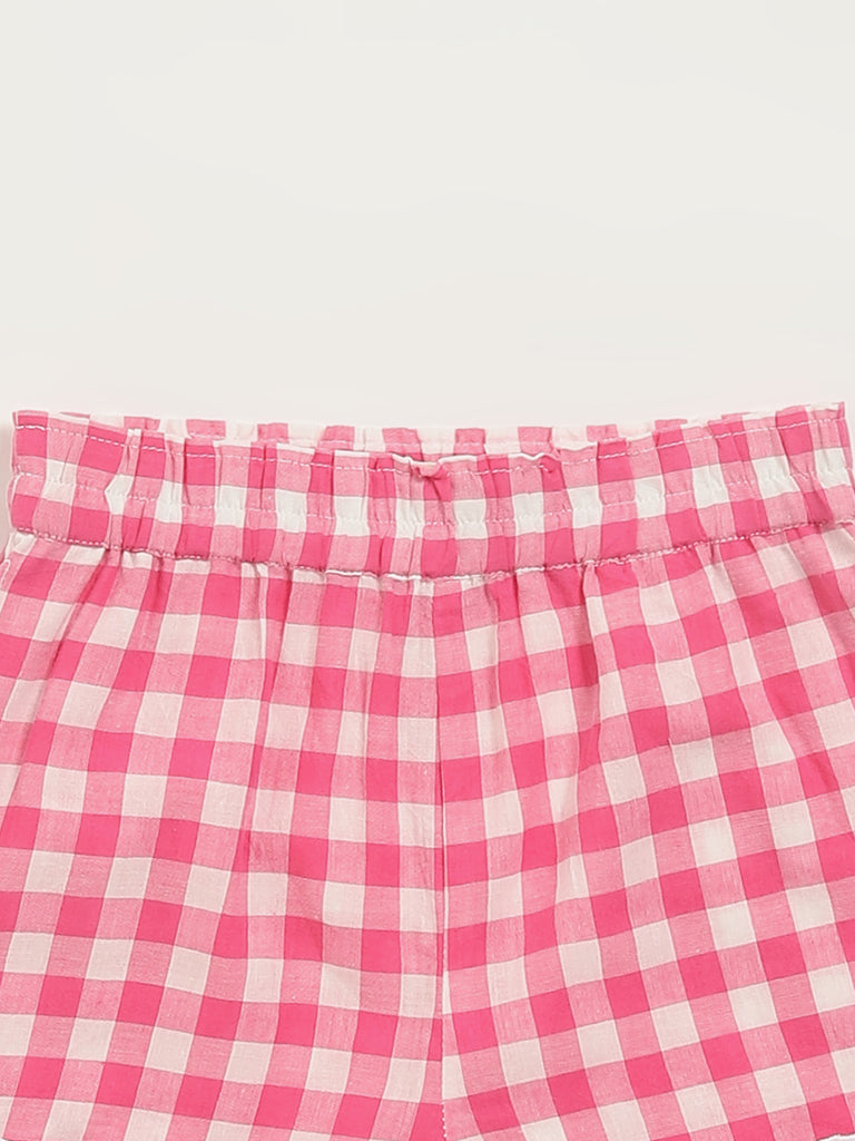 Utsa Kids Pink Gingham Checkered Shorts (2 - 8yrs)