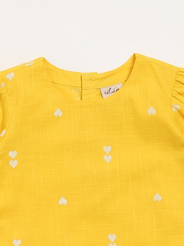 Utsa Kids Yellow Printed Dress (2 - 8yrs)