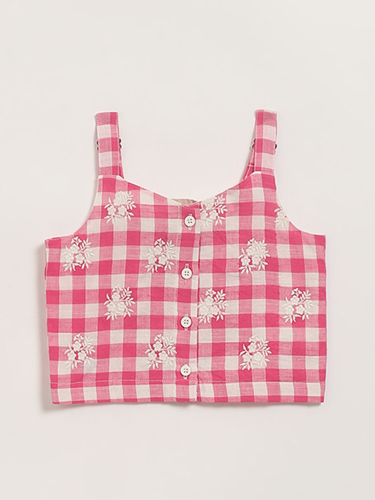 Utsa Kids Pink Checked Top (2 - 8yrs)