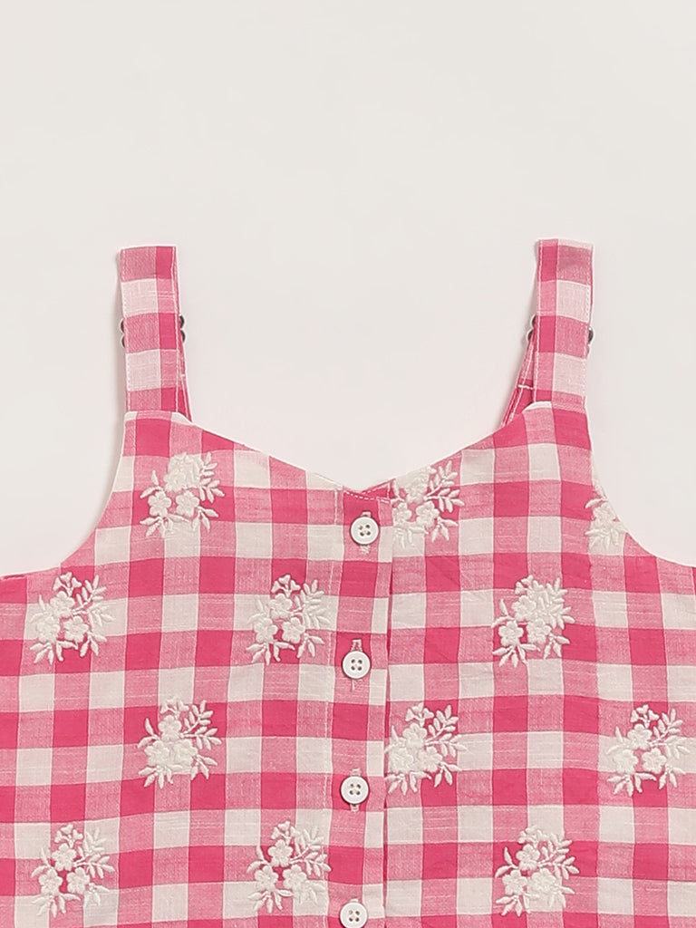 Utsa Kids Pink Checked Top (2 - 8yrs)