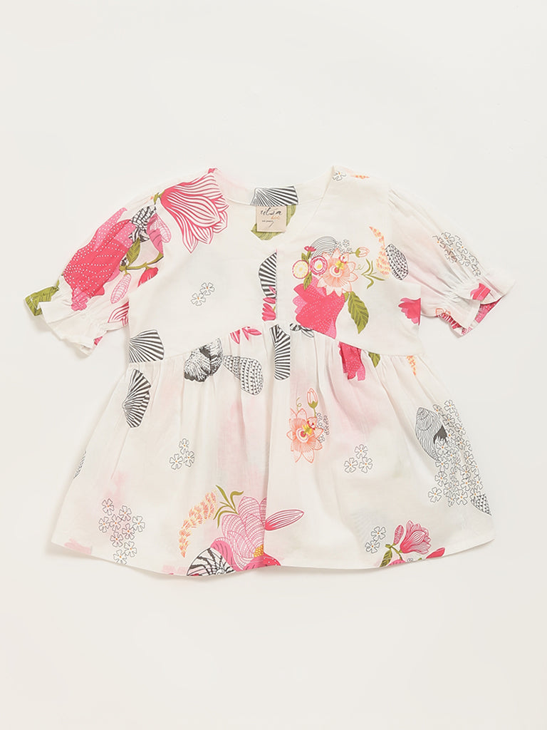 Utsa Kids White Floral Printed Top (2 - 8yrs)