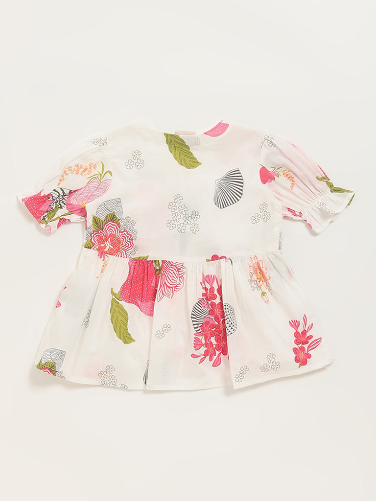 Utsa Kids White Floral Printed Top (2 - 8yrs)