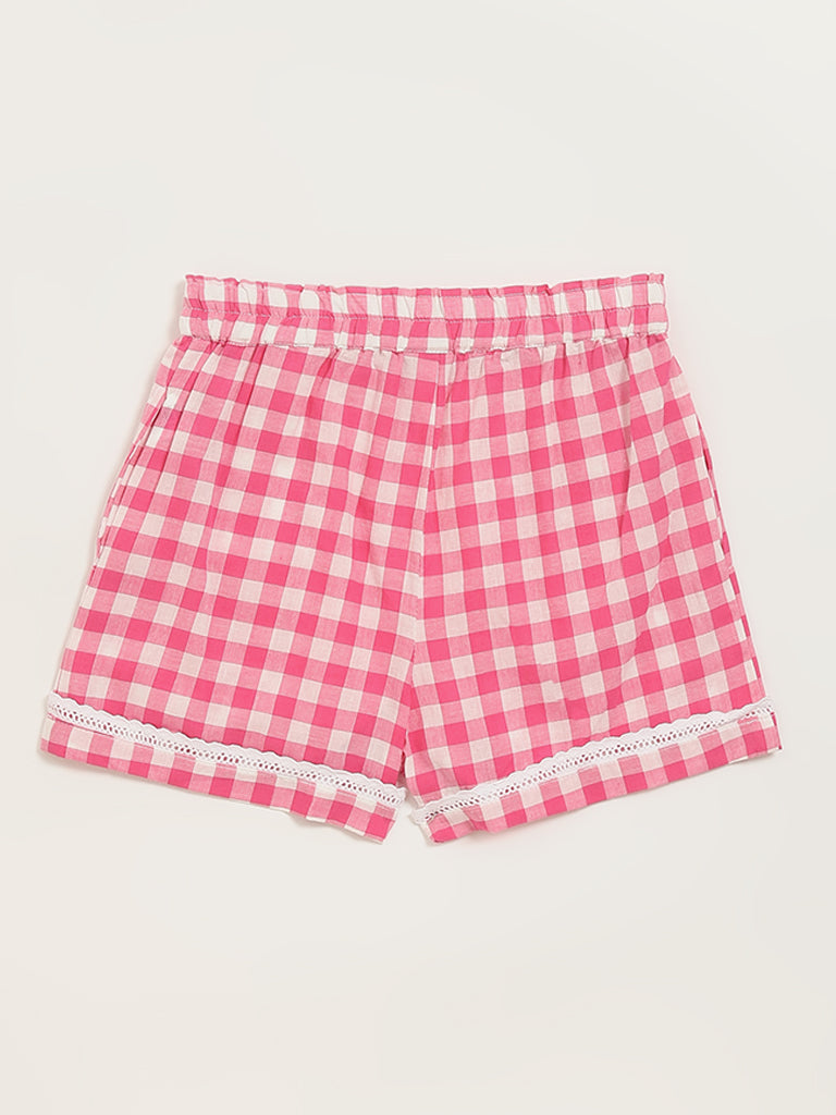 Utsa Kids Pink Gingham Checkered Shorts (8 -14yrs)