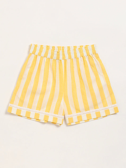 Utsa Kids Yellow Striped Shorts (8 -14yrs)