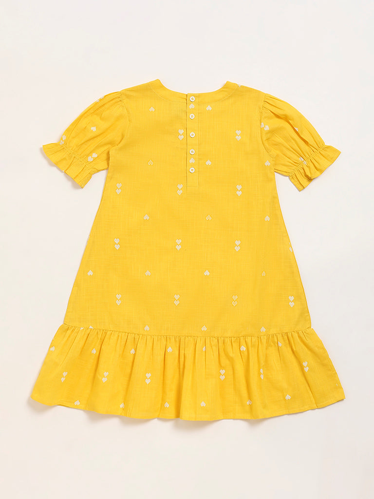 Utsa Kids Yellow Printed Dress (8 -14yrs)