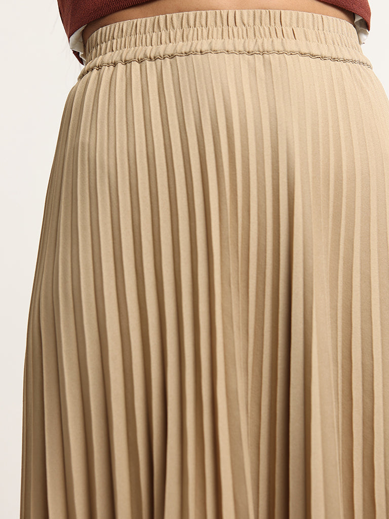 Wardrobe Beige Pleated Skirt