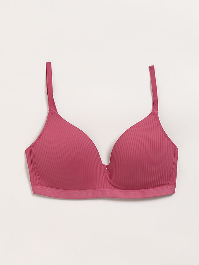 Wunderlove Pink Self-Striped Bra