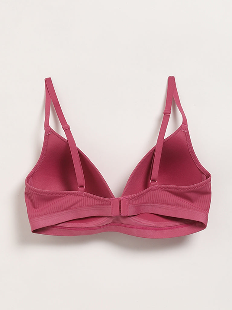 Wunderlove Pink Self-Striped Bra