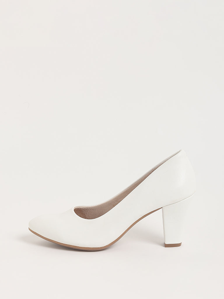 LUNA BLU White Block Pump Shoes