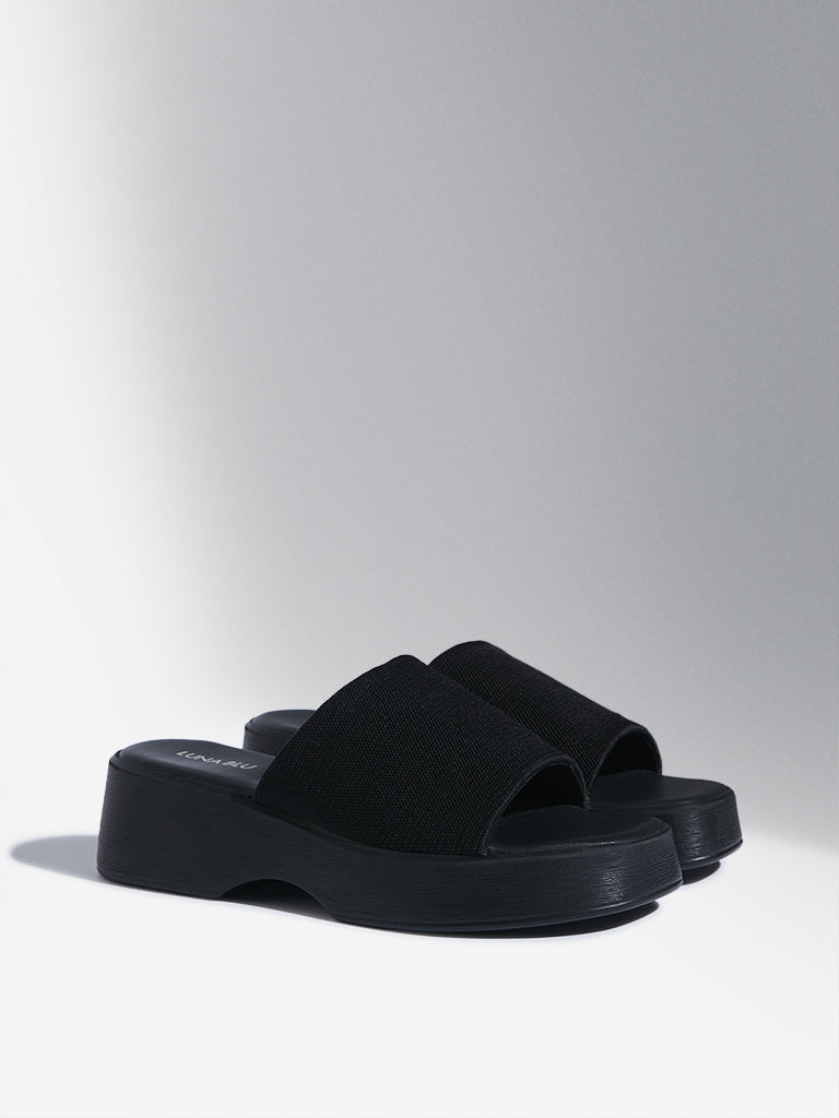 LUNA BLU Black Broad Band Slides