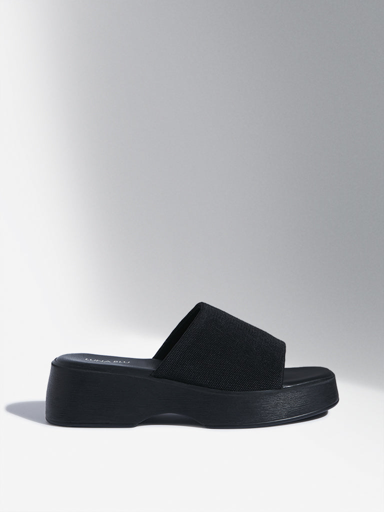 LUNA BLU Black Broad Band Slides