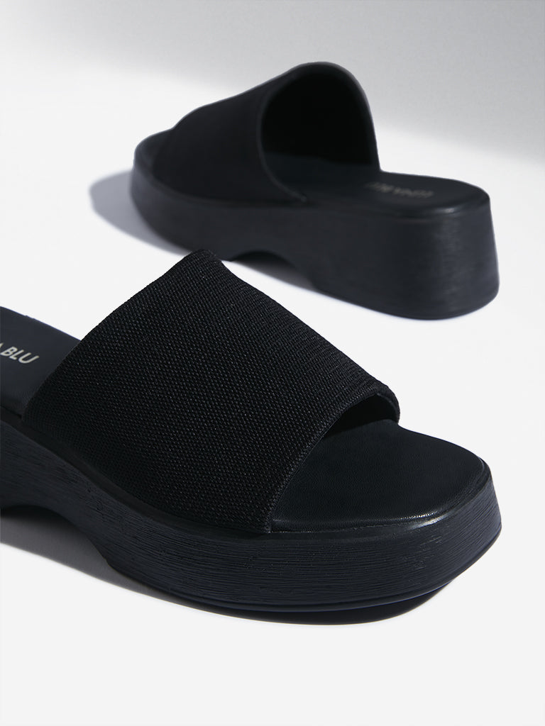 LUNA BLU Black Broad Band Slides