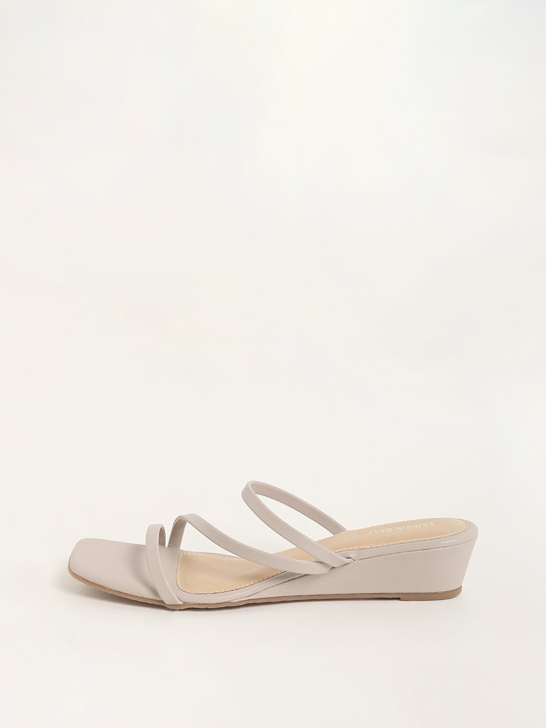 LUNA BLU Ivory Wedge-Heeled Sandals