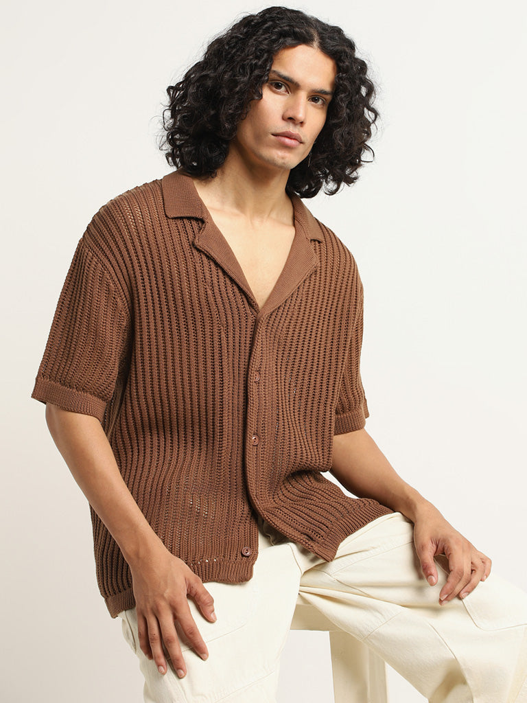 Nuon Brown Weaved Shirt