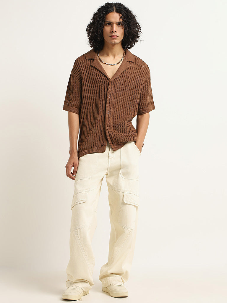 Nuon Brown Weaved Shirt