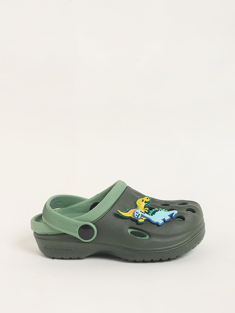 Yellow Applique-Design Green Clogs