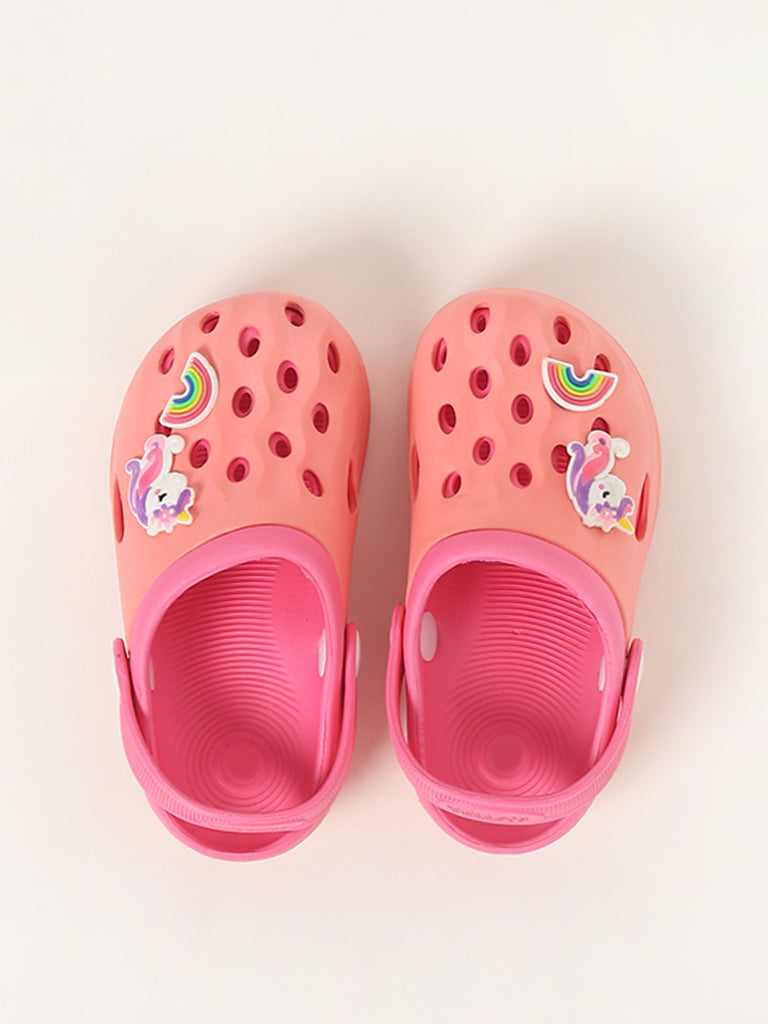 Yellow Applique-Design Pink Clogs