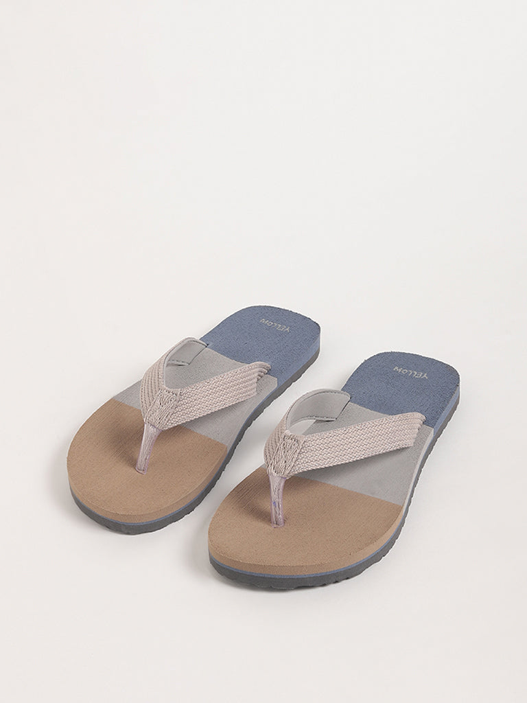 Yellow Grey Printed Flip Flop