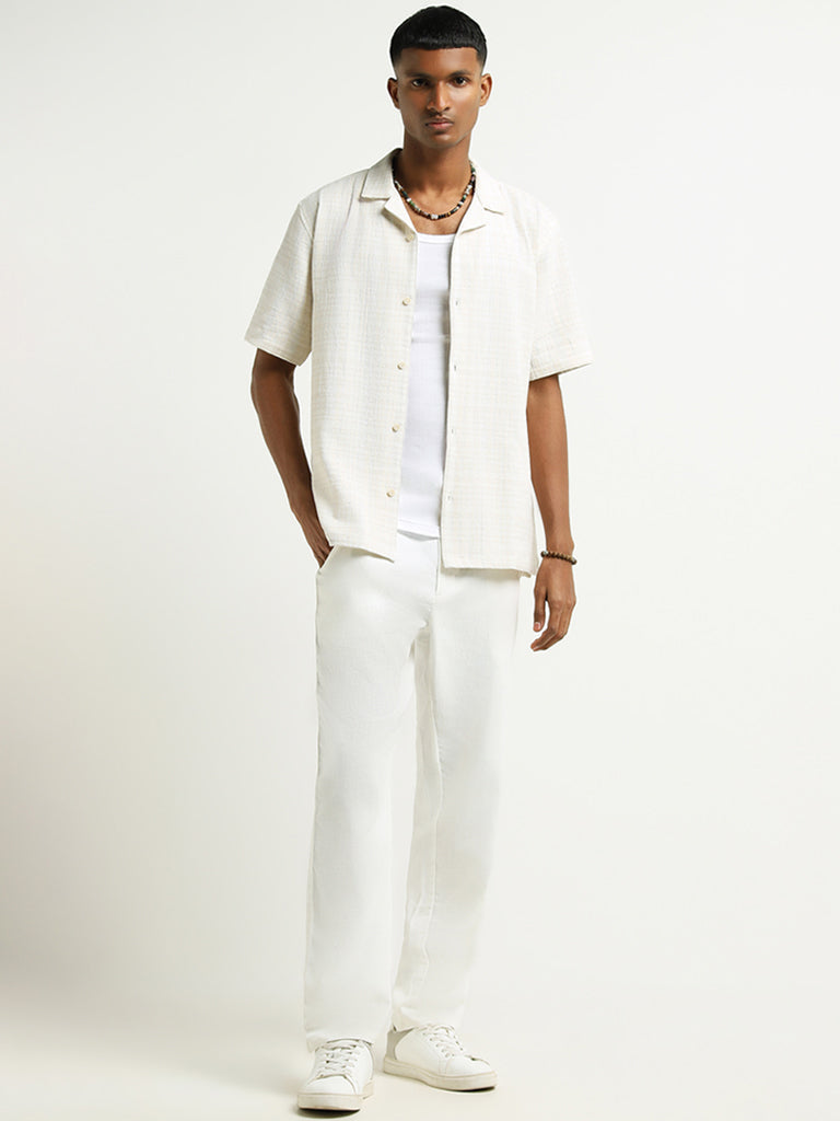 ETA Off White Knitted Relaxed Fit Shirt